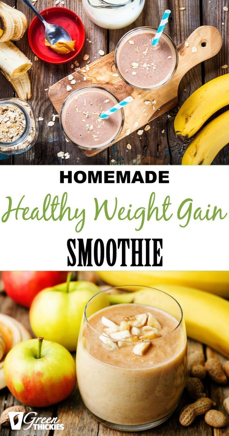 homemade healthy weight gain smoothie with bananas and apples