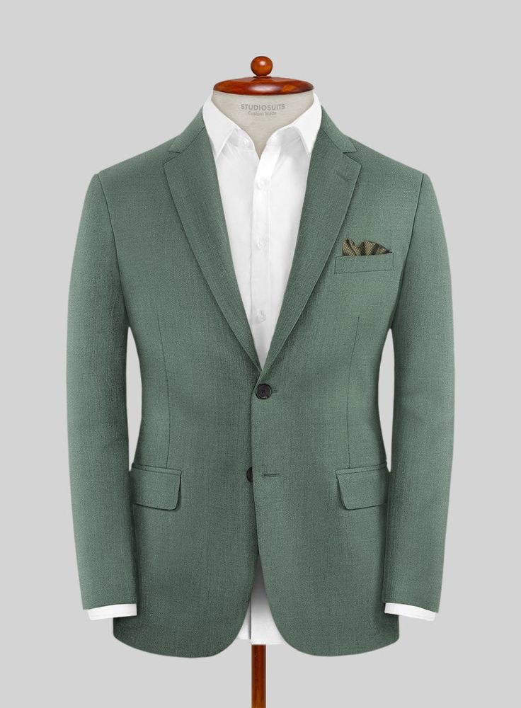 Sage Green Suit – StudioSuits Elegant Green Semi-formal Blazer, Elegant Fitted Green Blazer, Fitted Dark Green Business Suit, Elegant Green Three-piece Suit With Notch Lapel, Elegant Green Slim Fit Suits, Elegant Green Suit With Notch Lapel, Tailored Tweed Jacket With Suit Collar, Classic Dark Green Semi-formal Suits, Formal Dark Green Blazer With Notch Lapel