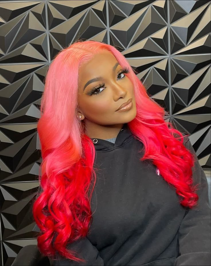 Valentine’s Day Wig Ideas, Red And Pink Hair Black Women, Valentines Hairstyles Black Women, Valentine’s Day Hair, Valentine Pics, Red Pink Hair, Valentines Day Hair, Valentines Hairstyles, Baddie Wallpaper