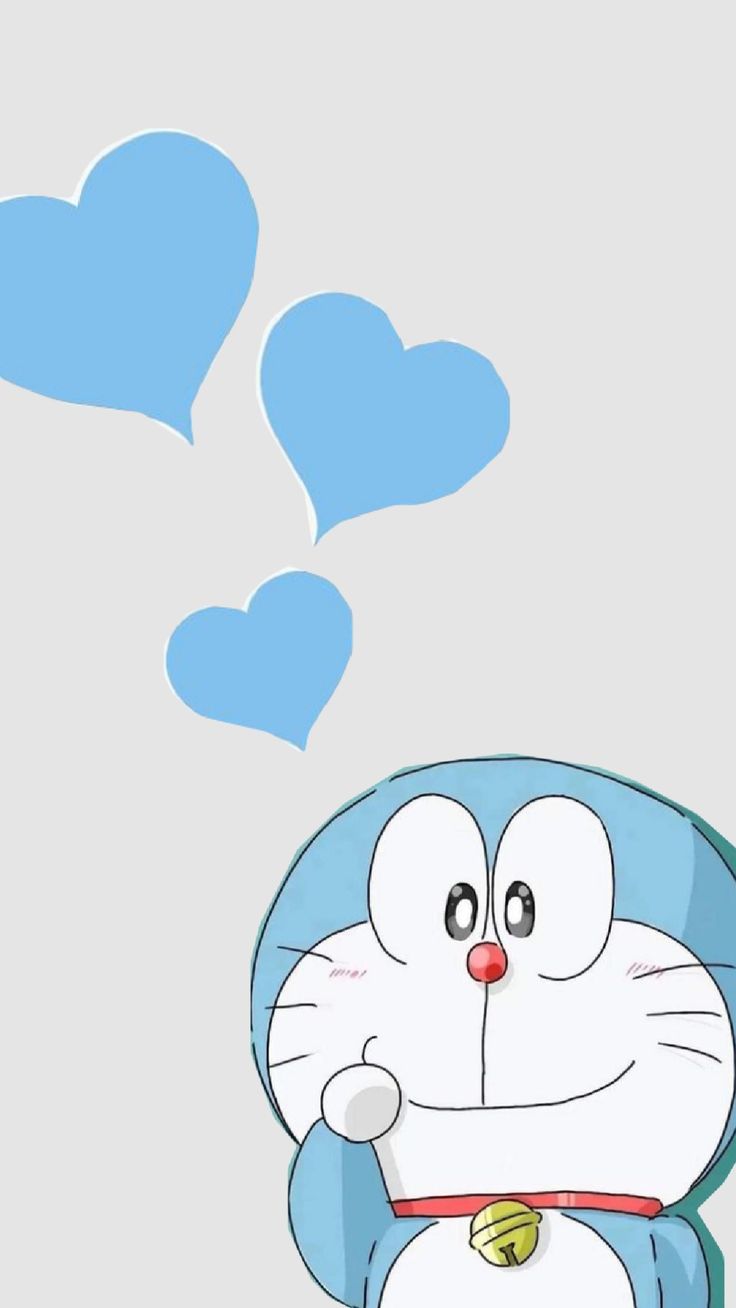 a cartoon character with two hearts above his head and an empty thought bubble in the background