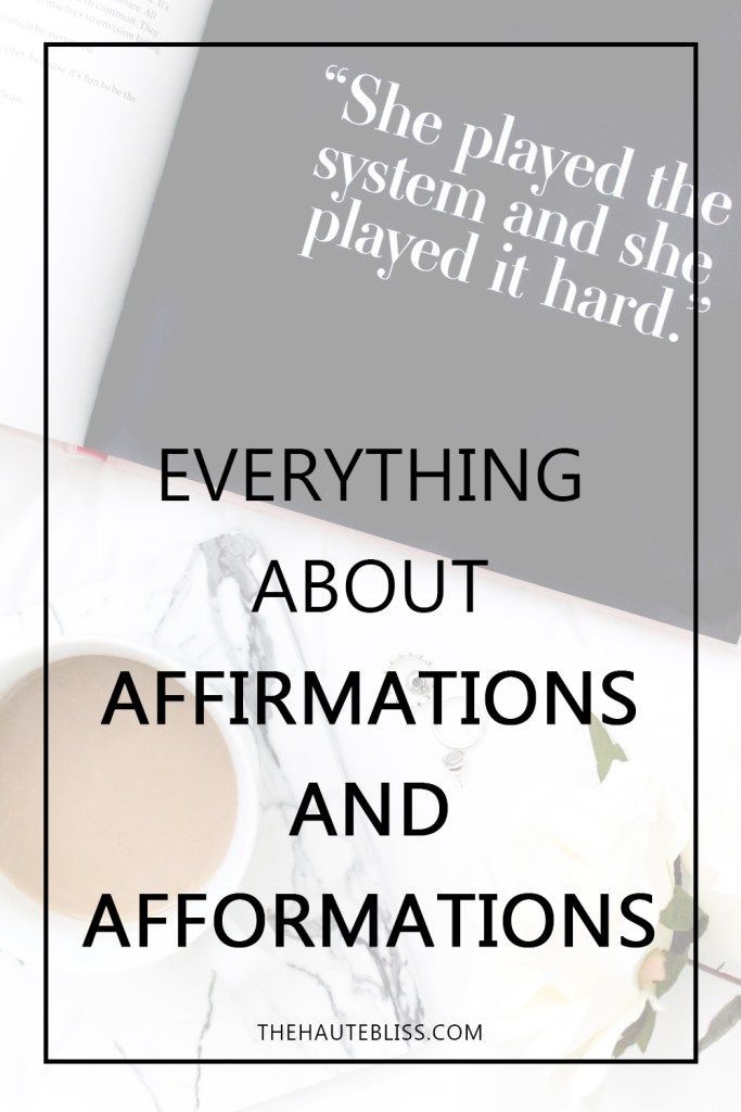 an open book with the words, everything about affirmationss and affirmations