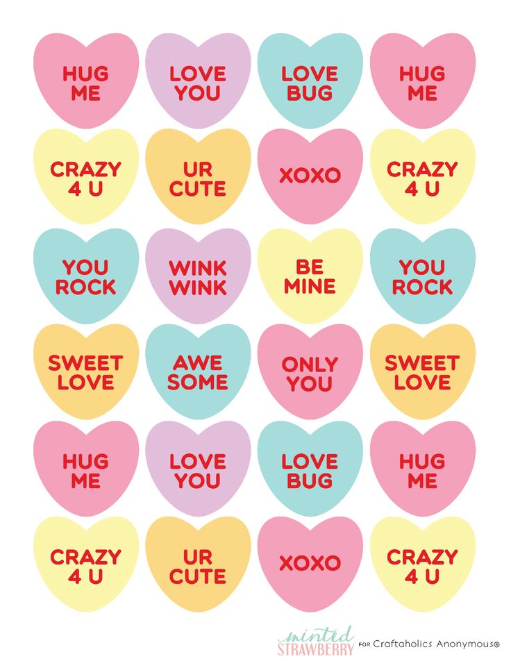 conversation hearts with the words i love you, crayon and curvy