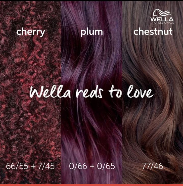 Wine Red Hair Formula, Merlot Hair Color Formula, Plum Hair Formula, Red Violet Hair Color Formulas Redken, Wella Purple Hair Formula, Violet Red Hair Color Formula, Red Hair Formulas, Black Cherry Hair Color, Black Cherry Hair