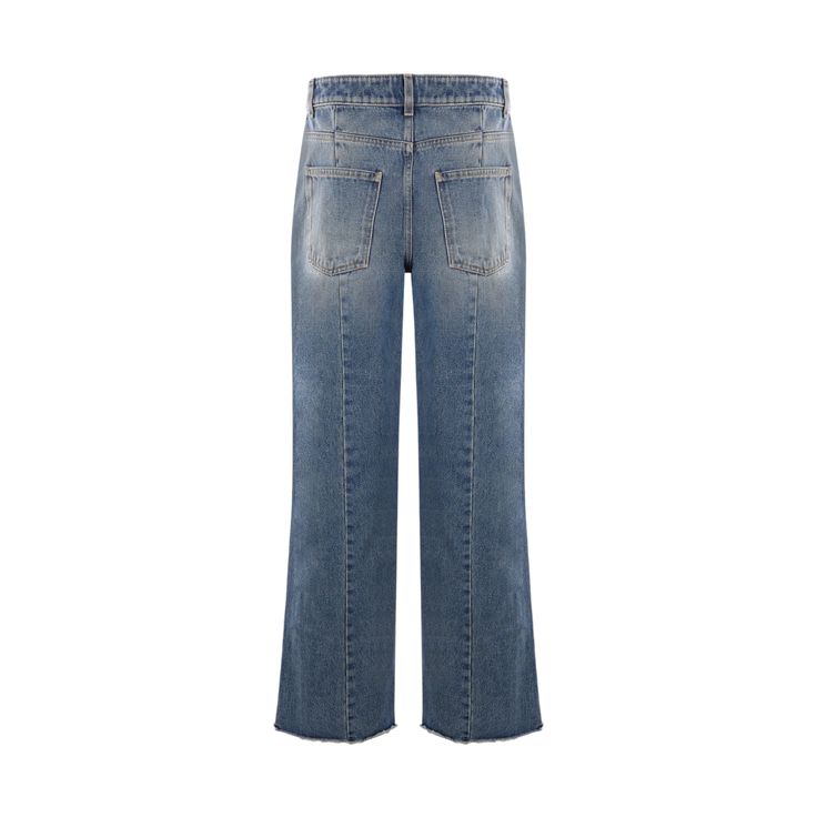 Givenchy light blue cotton denim wide-leg jeans feature a fringed hem, button/hook-and-eye/zip closure, belt loops, and four classic pockets. High waist and regular fit for a relaxed, modern style. Luxury Wide Leg Dark Wash Jeans, Luxury Vintage Washed Jeans, Makeup Travel Case, Light Blue Denim, Travel Makeup, Wide Leg Denim, Jeans For Sale, Beauty Accessories, Wide Leg Jeans