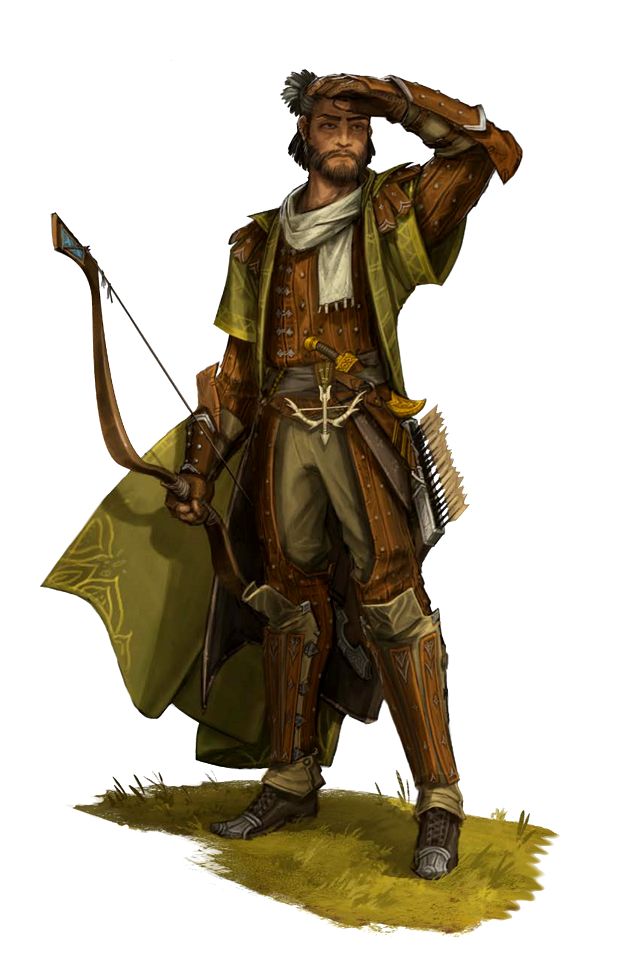 a man dressed in medieval clothing holding a bow and arrow while standing on the ground