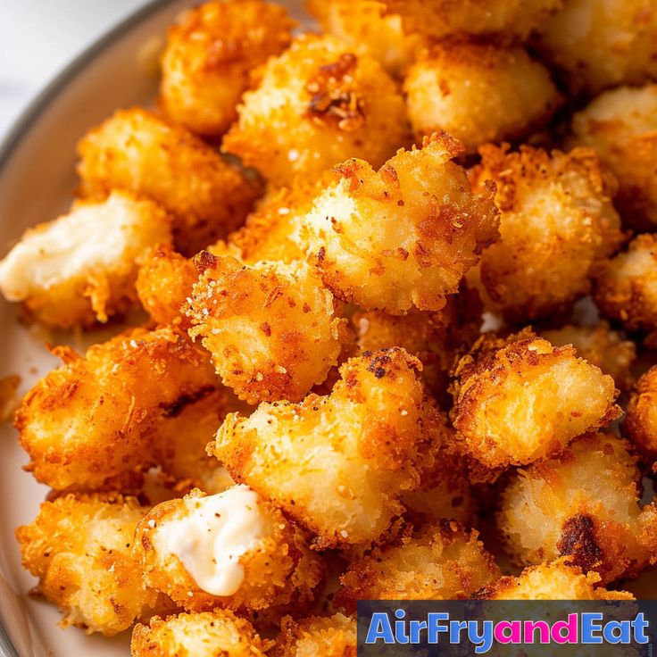 fried food on a plate with the words air fry and eat