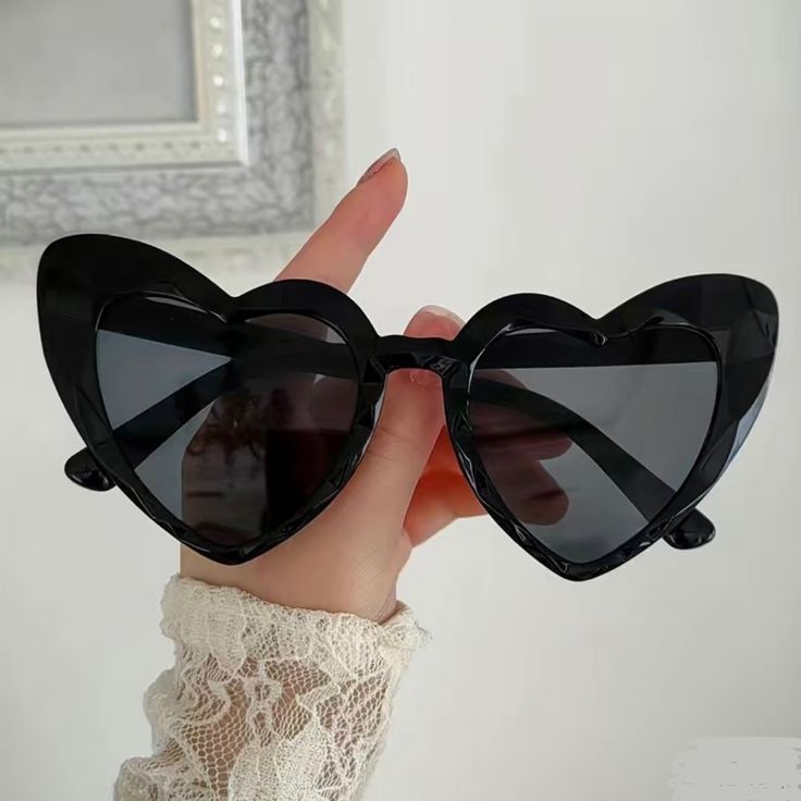 Cute Black Heart-Shaped Sunglasses. Features A Unique Angular Pattern On The Frames And Legs. Please See Photos! Awesome For A Valentine’s Day Look Or Cosplay. Ships New In Packaging. Bundle And Save! Black And White Heart Sunglasses, Black Sunglasses Wedding Date, Trendy Black Heart-shaped Sunglasses, Fun Black Sunglasses For Parties, Fun Black Sunglasses With Glass Lenses, Fun Black Glass Sunglasses, Black Sunglasses With Tinted Lenses As Gift, Black Sunglasses With Tinted Lenses For Gift, Black Sunglasses With Tinted Lenses