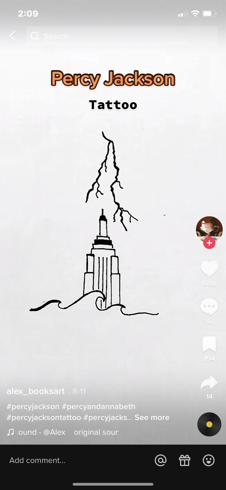 an image of a tattoo app on the phone with lightning coming out of its top