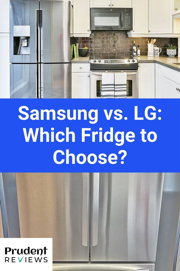 a refrigerator freezer sitting inside of a kitchen next to a stove top oven with the words samsung vs lg which fridge to choose?