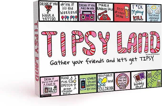 a box with the words tipsy land written on it