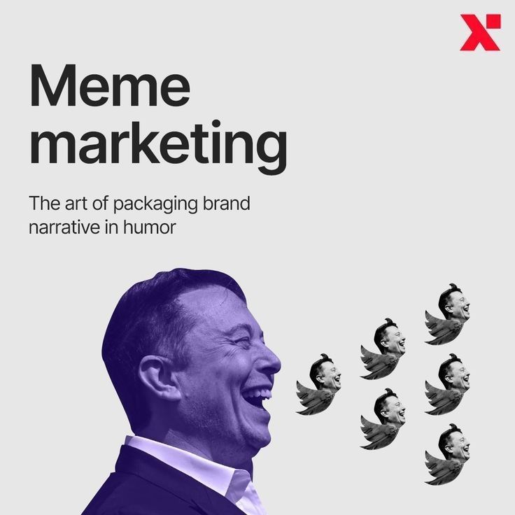 a man in a suit and tie with birds flying around him, the words meme marketing