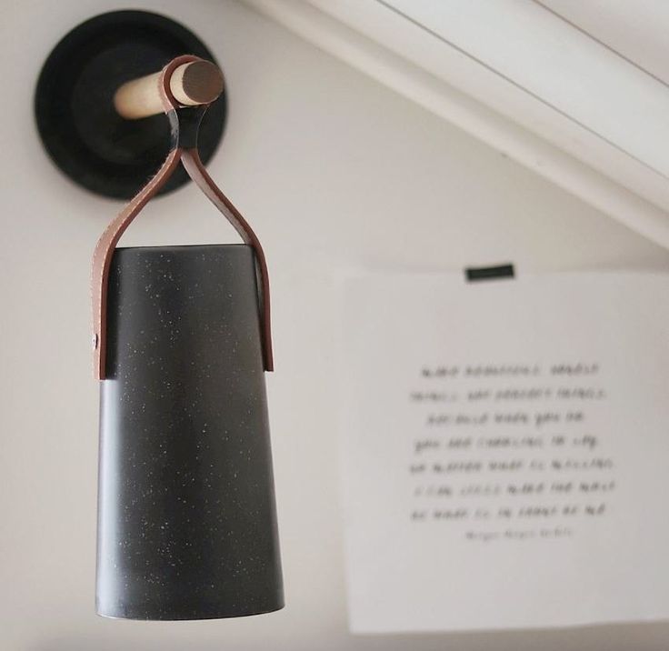 a lamp hanging from the ceiling next to a piece of paper