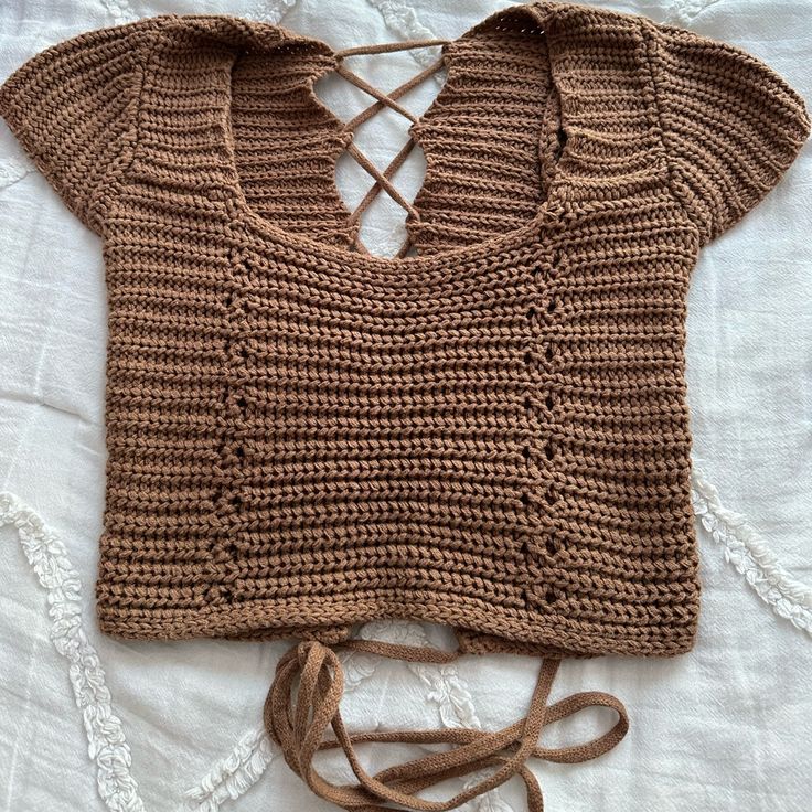 Bought From Principessa On Abbot Kinney Never Worn Size Small Adjustable Brown Crochet Knit Tops, Casual Brown Crochet Cotton Top, Casual Brown Cotton Crochet Top, Abbot Kinney, Knit Crop Top, Knit Crop, Crop Top, Cute Outfits, Womens Tops