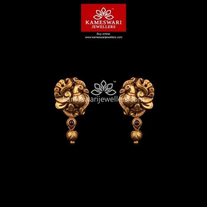 Gold Studs Earrings Indian Antiques, 6 Grams Gold Earrings, Simple Earrings Gold Indian, 5 Grams Gold Earrings, Jewellers Shop, Kameswari Jewellers, Gold Earrings For Kids, Temple Jewellery Earrings, Small Earrings Gold