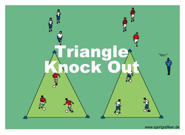 two pyramids with people playing soccer on them and the words triangle knock out in white