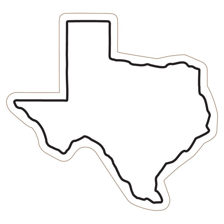 the outline of texas is shown in black and white, with an outline of the state