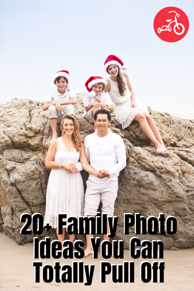 family photo ideas you can totally pull off on the beach with santa's hats