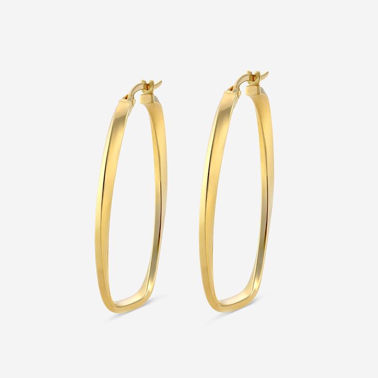 Self Twist Rectangle Hoop Earrings 14K Yellow Gold Modern Gold Rectangular Hoop Earrings, Tarnish Resistant Yellow Gold Rectangular Earrings, Yellow Gold Rectangular Tarnish-resistant Earrings, Modern Square Yellow Gold Hoop Earrings, Rectangular Gold Hoop Earrings For Formal Occasions, Elegant Tarnish Resistant Oblong Earrings, Modern Gold Oblong Earrings, Elegant Tarnish-resistant Oblong Earrings, Modern 14k Gold Rectangular Earrings