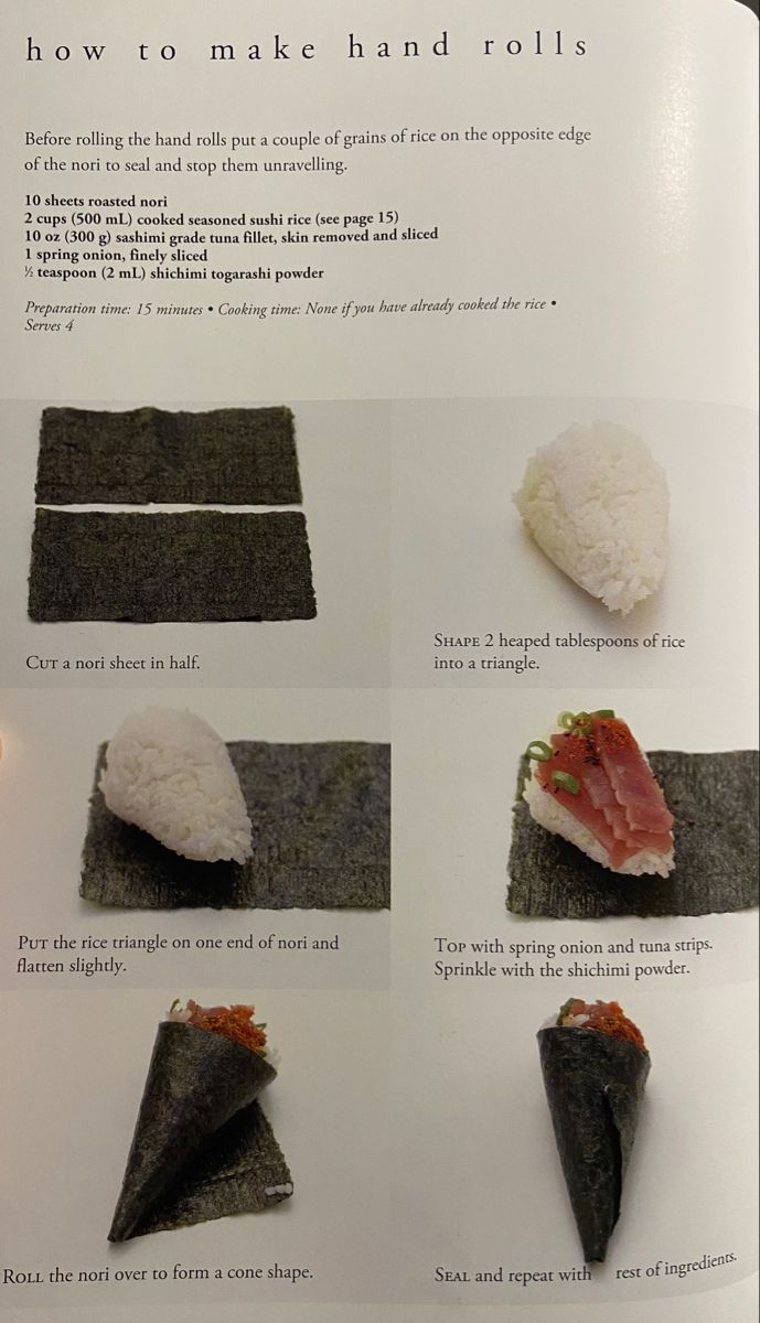 instructions for how to make hand rolls with sushi