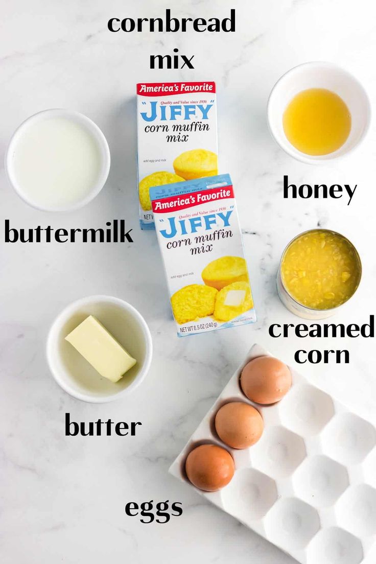 ingredients needed to make an egg muffin recipe on a marble countertop with text overlay