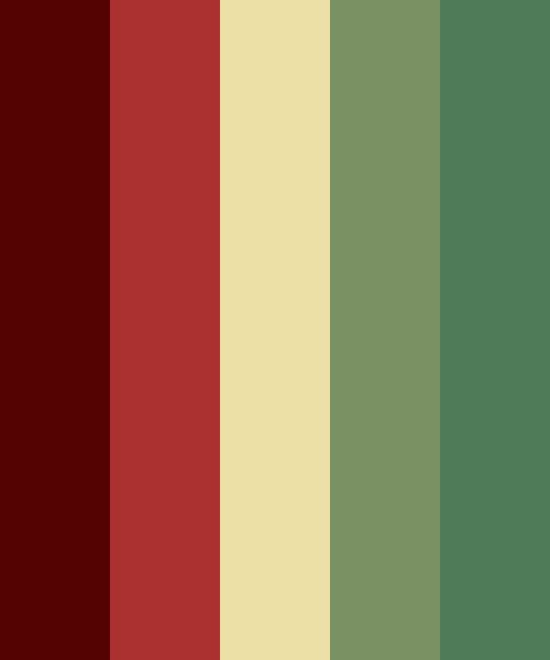 the color palette is red, green, and yellow with some brown on it's side