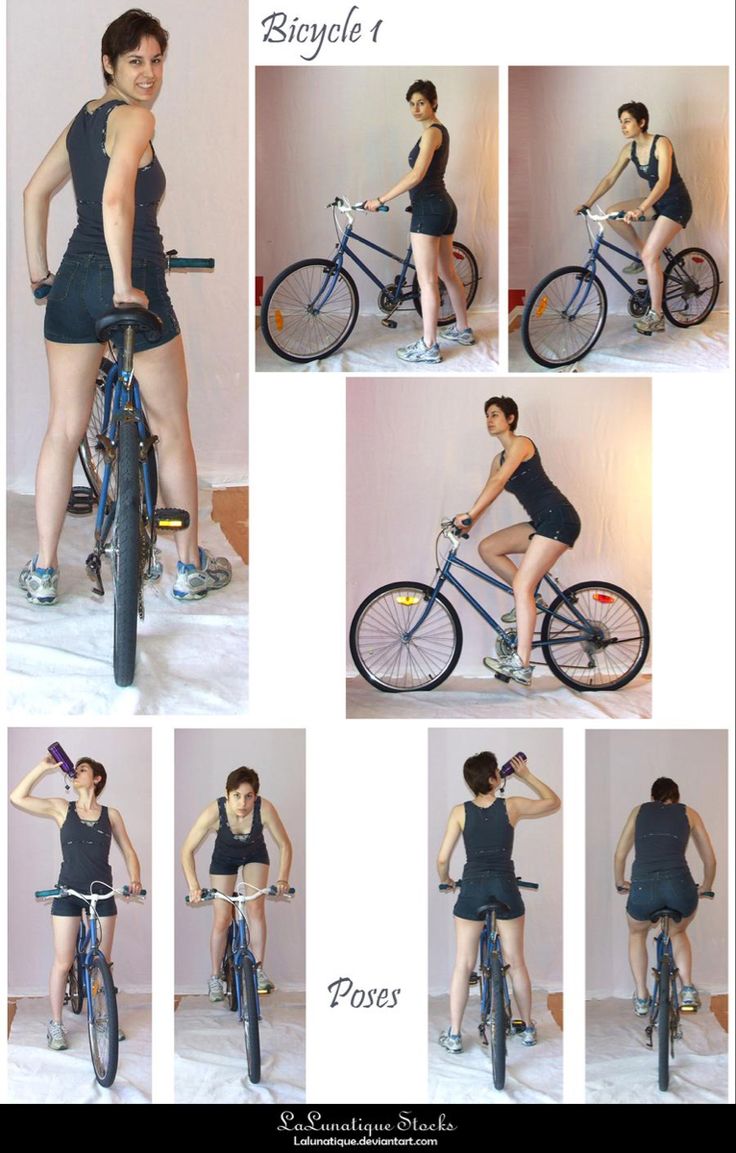 an image of a woman on a bike posing for pictures with her legs spread out