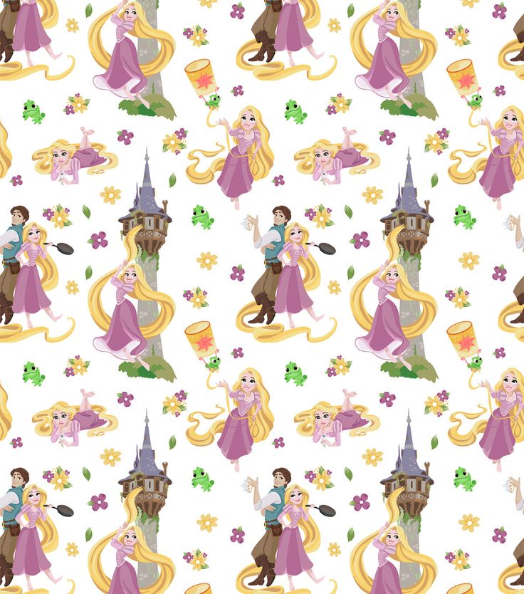 seamless disney princess and prince pattern on white background