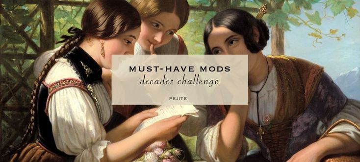 three women sitting next to each other with the words must have mods decades challenge