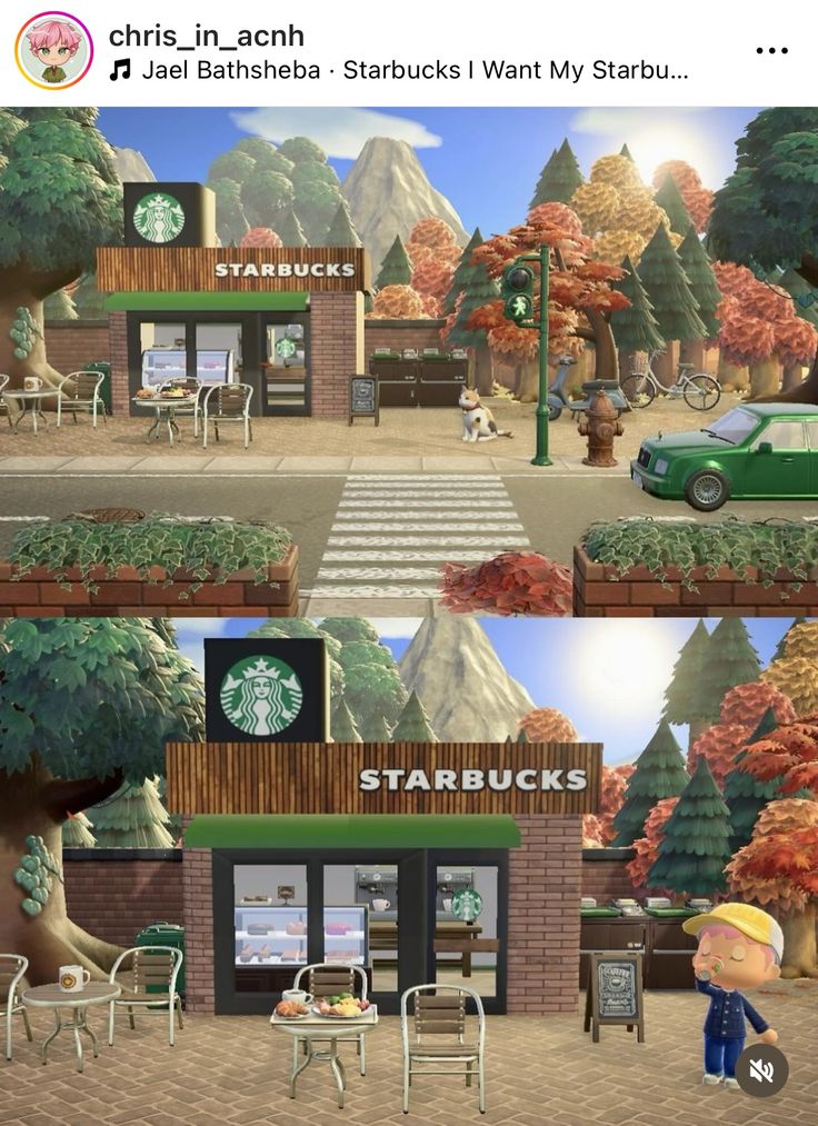 the starbucks coffee shop is in different stages