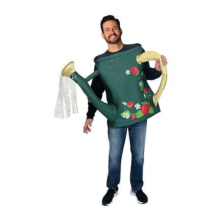 a man in a costume that looks like a pickle holding a banana and wearing a scarf