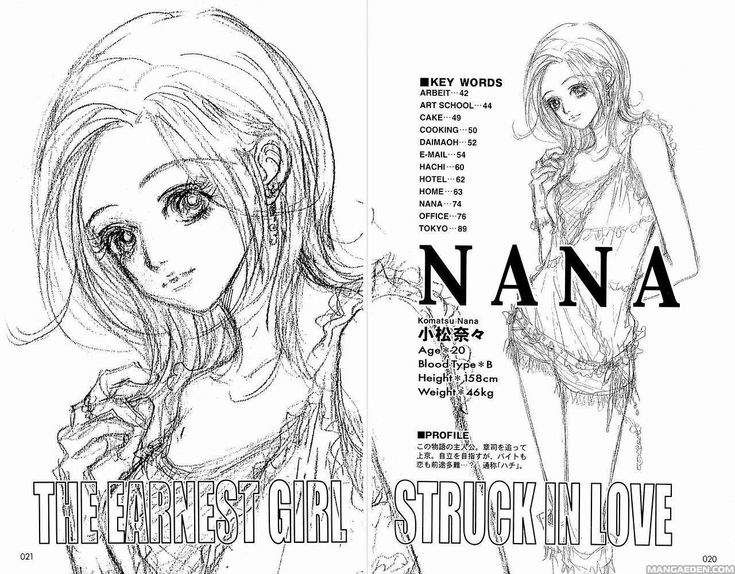 a drawing of a girl with the name nana on it's back side