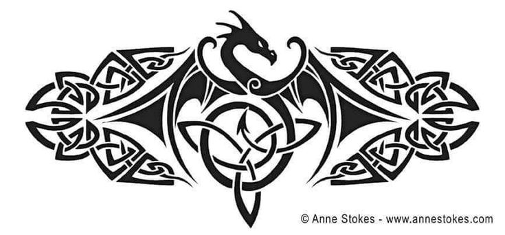 an image of a dragon with celtic designs on it's chest and back side