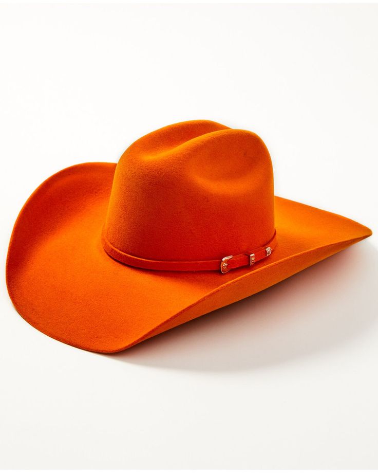 Serratelli Cattleman Wool Western Hat, Orange Fitted Wool Hat For Ranch, Adjustable Felt Hat In Solid Color, Solid Color Curved Brim Felt Hat For Rodeo, Fitted Wool Felt Hat For Rodeo, Fitted Felt Hat For Rodeo, Western Style Fitted Felt Hat, Classic Felt Hats In Solid Color, Classic Solid Color Felt Hat, Adjustable Wool Hat