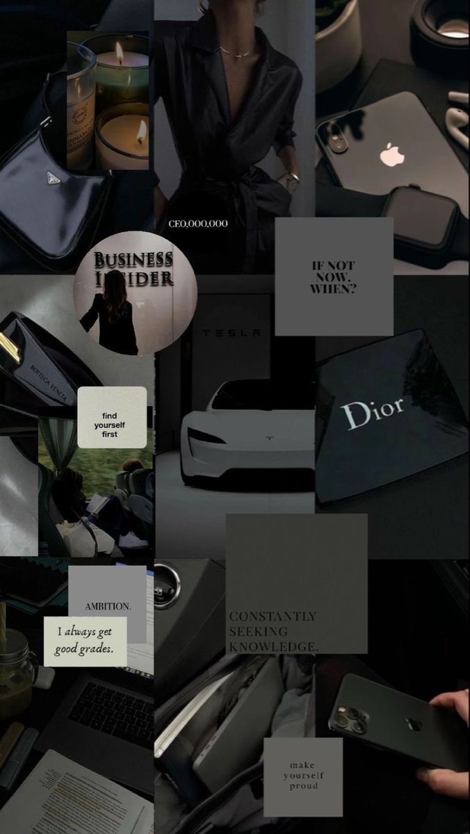 the collage shows many different types of items in black and grey colors, including an apple