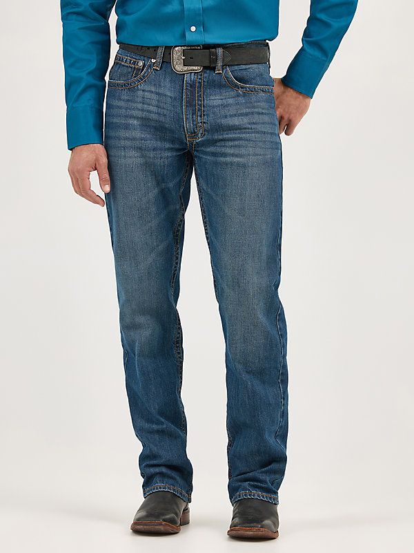 COWBOY TESTED AND APPROVED 20X® extreme relaxed jeans have become a closet staple for cowboys who like to have a little extra room in the seat, thigh, and knee. The men's 20X® No. 33 extreme relaxed fit jeans combine contemporary washes with some of the same vintage details that have made our jeans the choice of champions since 1947, including our classic five-pocket styling, back-pocket embroidery, and a straight leg opening that fits perfectly over boots. Straight Leg Denim Jeans For Ranch, Straight Leg Denim Blue Jeans For Rodeo, Denim Jeans With Pockets For Ranch, Denim Blue Straight Leg Bottoms For Rodeo, Western Style Straight Leg Denim Bottoms, Rugged Medium Wash Bottoms With Standard Cut Leg, Medium Wash Jeans With Pockets For Rodeo, Medium Wash Bottoms With Pockets For Ranch, Medium Wash Jeans For Ranch