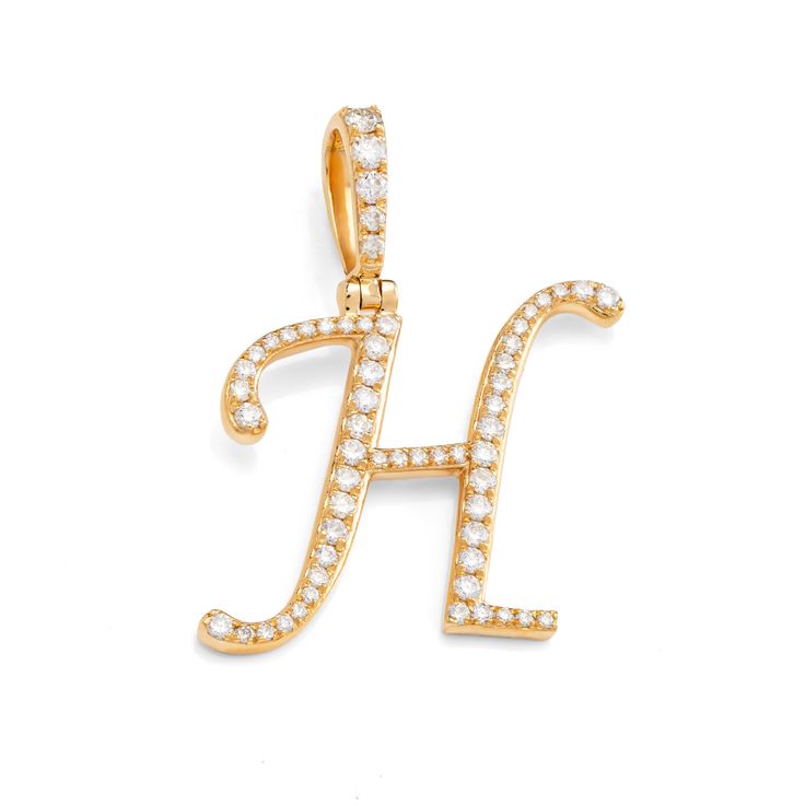 Introducing our exquisite Script Diamond Initials. Crafted from genuine 14k gold, each initial is adorned with brilliant natural diamonds. Whether for a special occasion or everyday elegance, these initials offer a timeless and personal touch to your jewelry collection. Dimensions: Length: 1.04" Width: 0.4" to 0.91" Height: 0.05" Weight: From 0.35 ctw up to 0.45 ctw(Dimensions and weight may vary depending on the letter) Everyday Elegance, Earring Bundle, Storing Cookies, Script Lettering, Initial Pendant, Chains For Men, Ring Bracelet, Womens Bracelets, Personal Touch