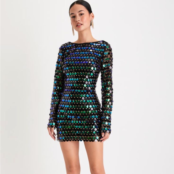 Lulus Party Dress Cocktail Mini Dress With Contrast Sequin For Evening, Formal Mini Dress With Contrast Sequin For Party Season, Festive Mini Dress With Contrast Sequin, Festive Contrast Sequin Mini Dress, Festive Sequin Mini Dress For Evening, Festive Sequin Mini Evening Dress, Contrast Sequin Mini Length Evening Dress For Cocktail, Cocktail Evening Dress With Contrast Sequin In Mini Length, Cocktail Evening Dress With Contrast Sequin And Mini Length