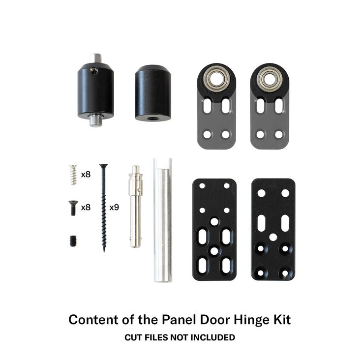 the contents of a kit include parts to make a cabinet door hinge and screws