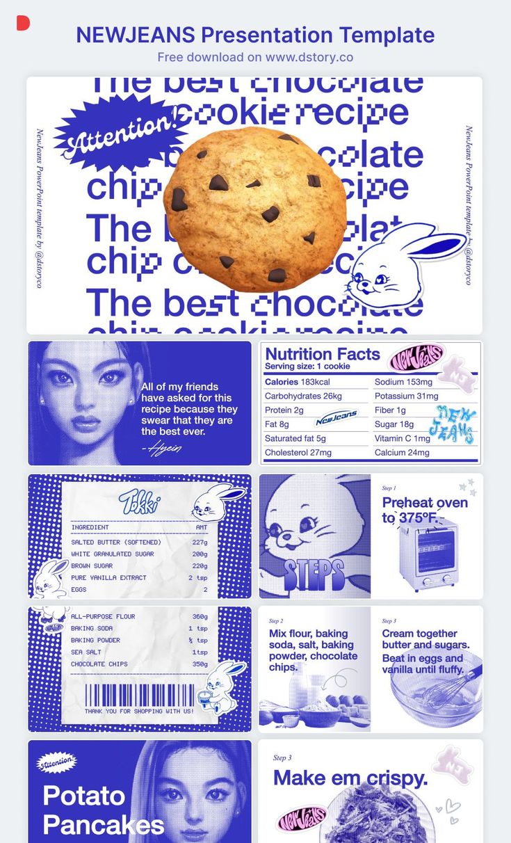 an advertisement for a cookie shop is shown in blue and white, as well as other advertisements