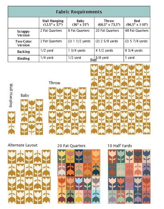 the pattern for fabric is shown in different colors