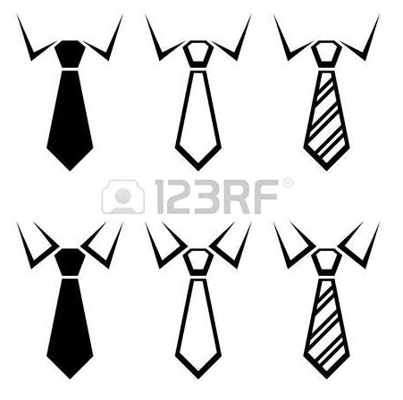 six different neckties and ties on a white background