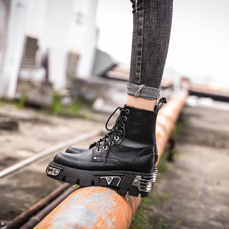 Chunky Gothic Ankle Boots are the perfect punk style platform women’s ankle boots. They’re made of high-quality materials and feature metal decor in black, making them the perfect addition to your motorcycling boot fashion ladies’ chunky shoe collection. Heel Height: 2.4 inches/6 cm Material: Vegan Leather/Metallic Decor Color: Black The lining is divided into plush and not plush, plush suitable for winter, not plush suitable for wearing summer, autumn and winter Winter Platform Martin Boots For Concerts, Winter Concert Platform Martin Boots, Punk Style Mid-calf Boots With Chunky Platform, Winter Concert Platform Lace-up Boots, Winter Concert Lace-up Platform Boots, Winter Platform Lace-up Boots For Concerts, Punk Style Ankle Boots With Chunky Platform, Punk Leather Mid-calf Boots With Chunky Platform, Edgy Lug Sole Mid-calf Boots For Streetwear