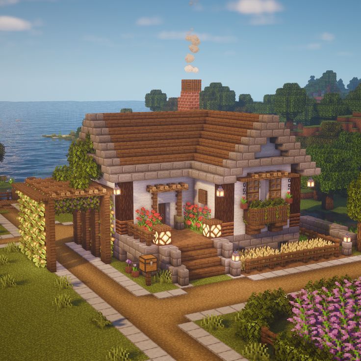 Diy Village Houses Minecraft, Small Island House Minecraft, Stores Minecraft, Two Story Minecraft Houses, Minecraft Houses No Mods, Minecraft Houses Blueprints Layout, Minecraft Port, Pretty Minecraft, Minecraft Hotel