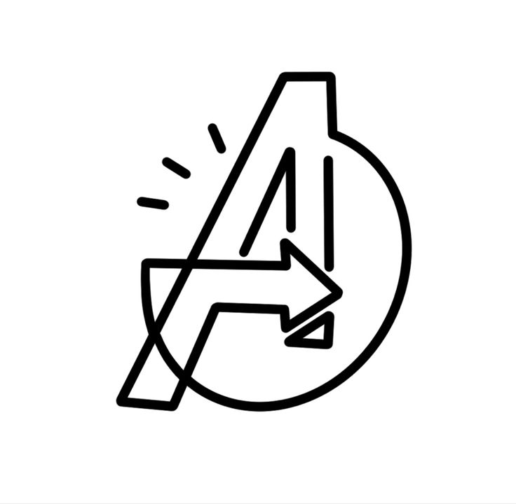 an arrow pointing to the right in a black and white line art style logo design