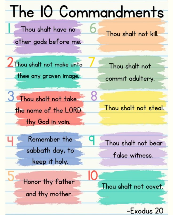 the ten commandments for god's love in each letter, including numbers and words