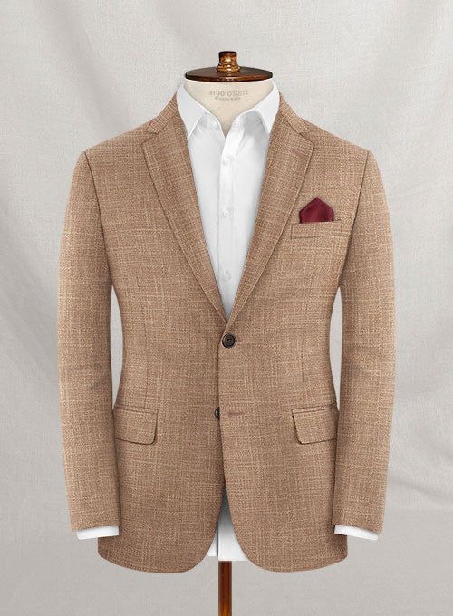 Bamboo Wool Saddle Brown Jacket – StudioSuits Tailored Brown Blazer, Beige Long Sleeve Tweed Jacket For Semi-formal Occasions, Tailored Brown Suit With Long Sleeves, Fitted Brown Blazer With Lapel Collar, Fitted Brown Sport Coat With Lapel Collar, Brown Single Breasted Tweed Jacket For Semi-formal Occasions, Fitted Brown Sport Coat, Tailored Long Sleeve Brown Sport Coat, Semi-formal Brown Single Breasted Tweed Jacket