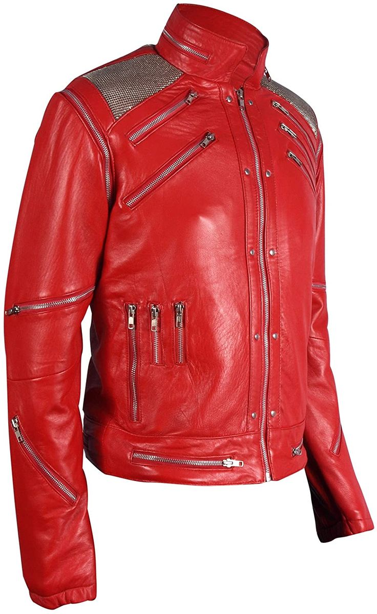 [additional]Michael Jackson Beat It Red Leather Jacket YOUR PERFECT JACKET: 100% Real Leather, Premium Stitching Throughout, Classic Style, High-Quality Zipper, Free Shipping. Our jacket is made with the best products available that tend to enhance its beauty.QUALITY: The leather jacket is made with the best quality leather which is not only durable but also resistant to tear. It can also endure harsh environmental condition and would look exactly the same for years and years.100% SCREEN ACCURAT Michael Jackson Beat It, Harley Quinn Jacket, Popular Music Videos, Mens Black Jacket, King Of Pop, Beat It, Men's Leather Jacket, Real Leather Jacket, Biker Leather