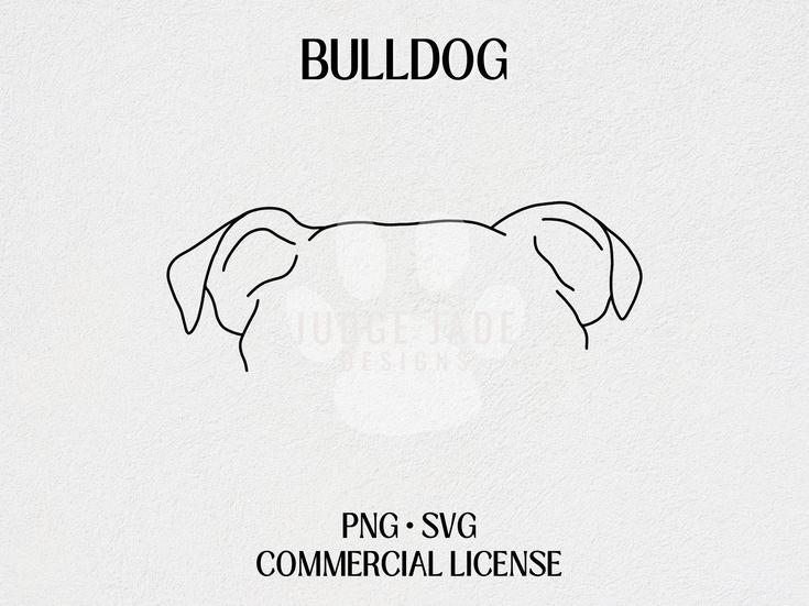 an image of a dog's head with the words bulldog written on it in black ink