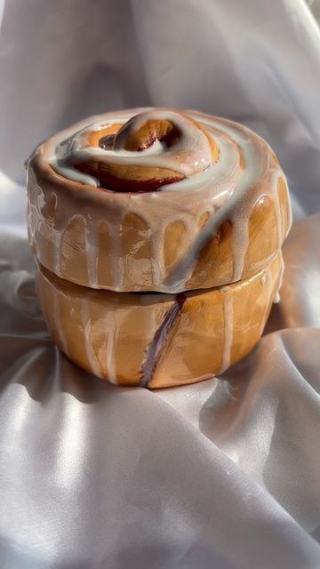 a close up of a pastry on a white cloth