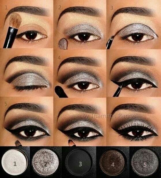 Love the combination Smokey Eyeshadow Tutorial, Silver Eyeliner, Mekap Mata, Grey Eyeshadow, Trendy Eyeshadow, Makeup Tip, Smokey Eyeshadow, Smink Inspiration, Eye Makeup Steps